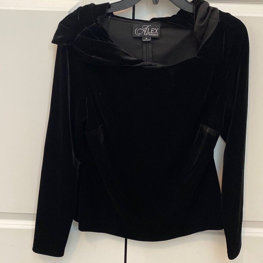 Black velvet long sleeve women’s blouse